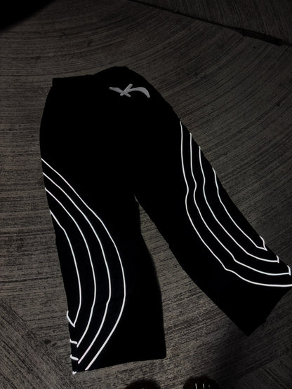 BLACK REFLECTIVE LOGO TEXT TRACK PANTS