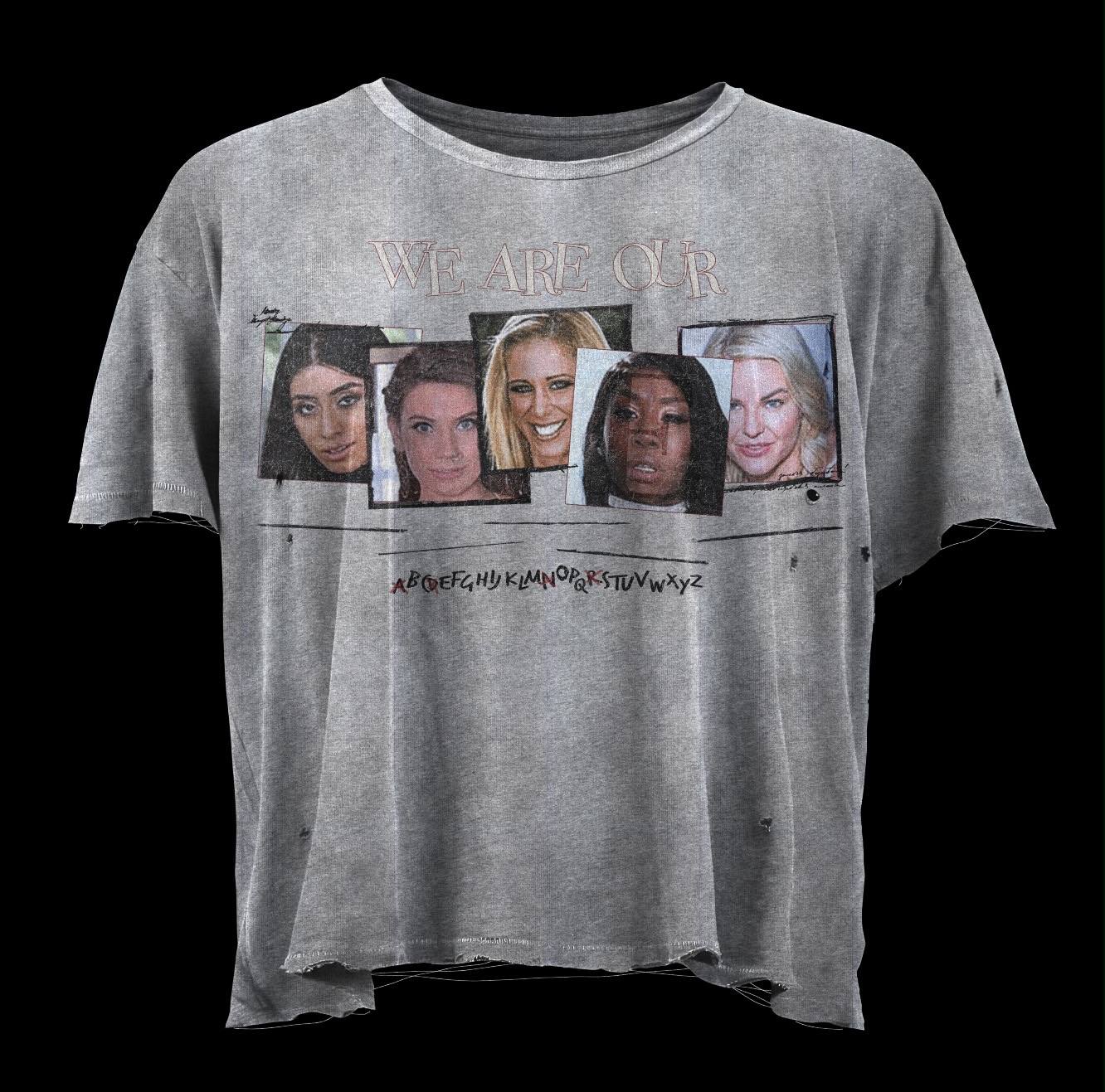 WE ARE OUR Tee - grey, faces print